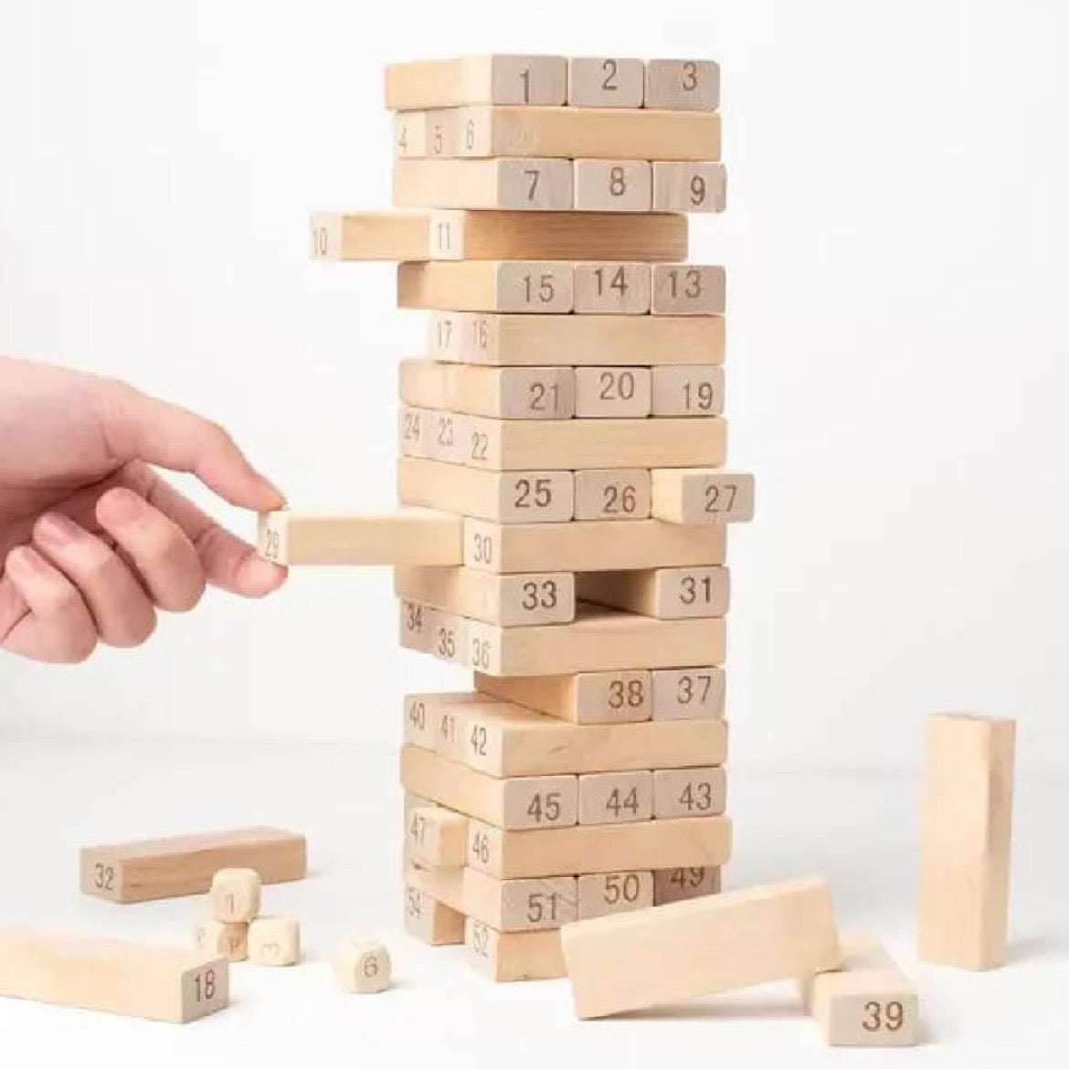 Hasbro Gaming Jenga Tower Wooden Blocks Game for Kids & Adults Classic Jenga Wooden Stacking Board Game -